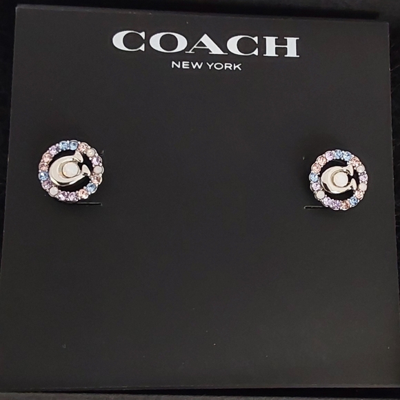 Coach multicolored "C" stud earrings - Picture 2 of 4